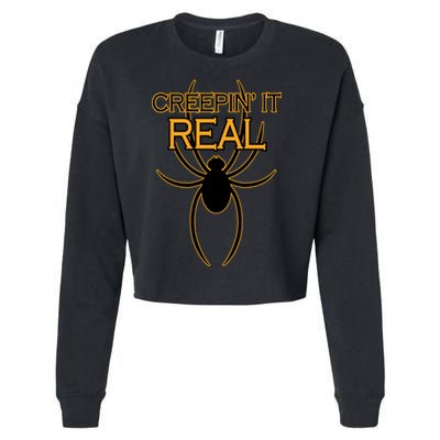 Creepin It Real Spider Cropped Pullover Crew