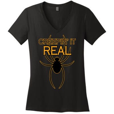 Creepin It Real Spider Women's V-Neck T-Shirt