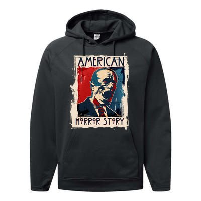 Creepy American Horror Story Zombie President Biden Performance Fleece Hoodie