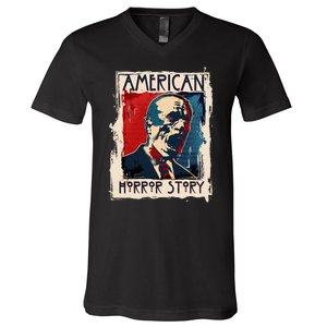 Creepy American Horror Story Zombie President Biden V-Neck T-Shirt