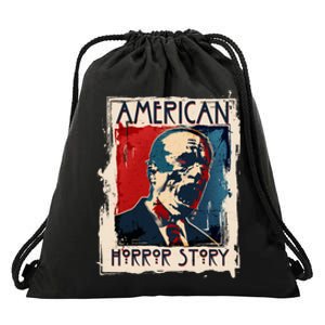 Creepy American Horror Story Zombie President Biden Drawstring Bag