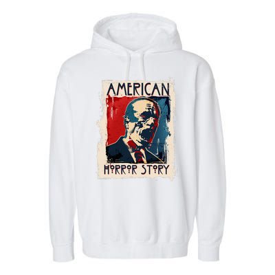 Creepy American Horror Story Zombie President Biden Garment-Dyed Fleece Hoodie