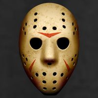 Creepy Goalie Hockey Halloween Mask 7 Panel Mesh Trucker Snapback Hat