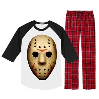 Creepy Goalie Hockey Halloween Mask Raglan Sleeve Pajama Set