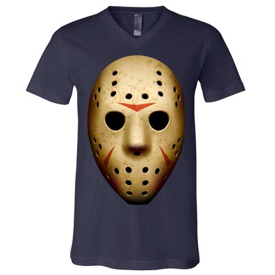 Creepy Goalie Hockey Halloween Mask V-Neck T-Shirt