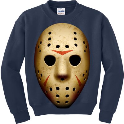 Creepy Goalie Hockey Halloween Mask Kids Sweatshirt