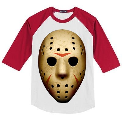 Creepy Goalie Hockey Halloween Mask Kids Colorblock Raglan Jersey