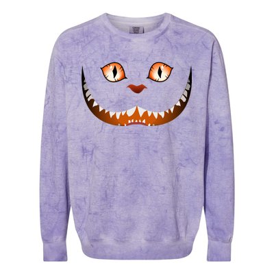 Creepy Halloween Cat Face Colorblast Crewneck Sweatshirt