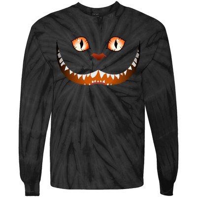 Creepy Halloween Cat Face Tie-Dye Long Sleeve Shirt