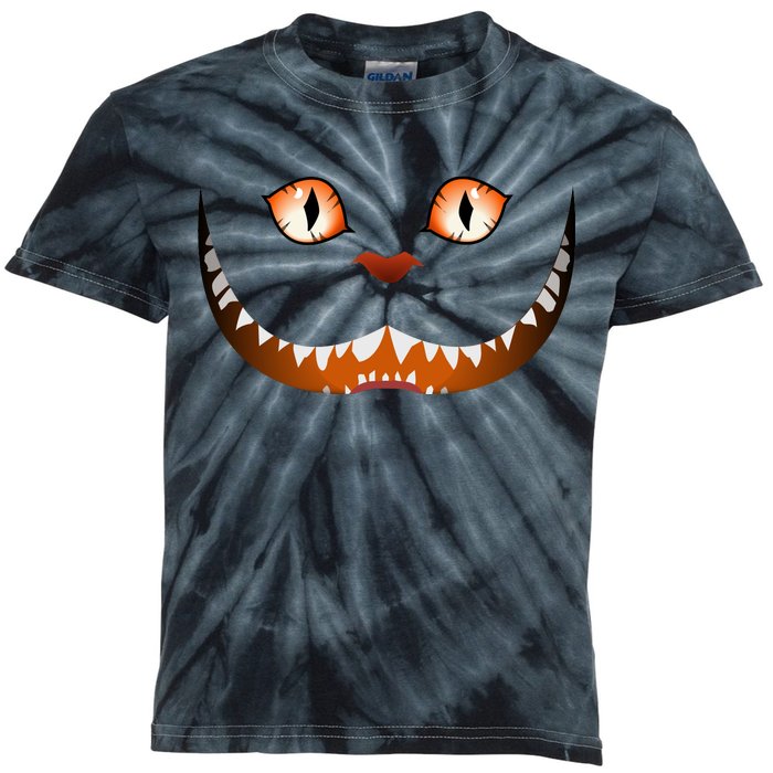 Creepy Halloween Cat Face Kids Tie-Dye T-Shirt