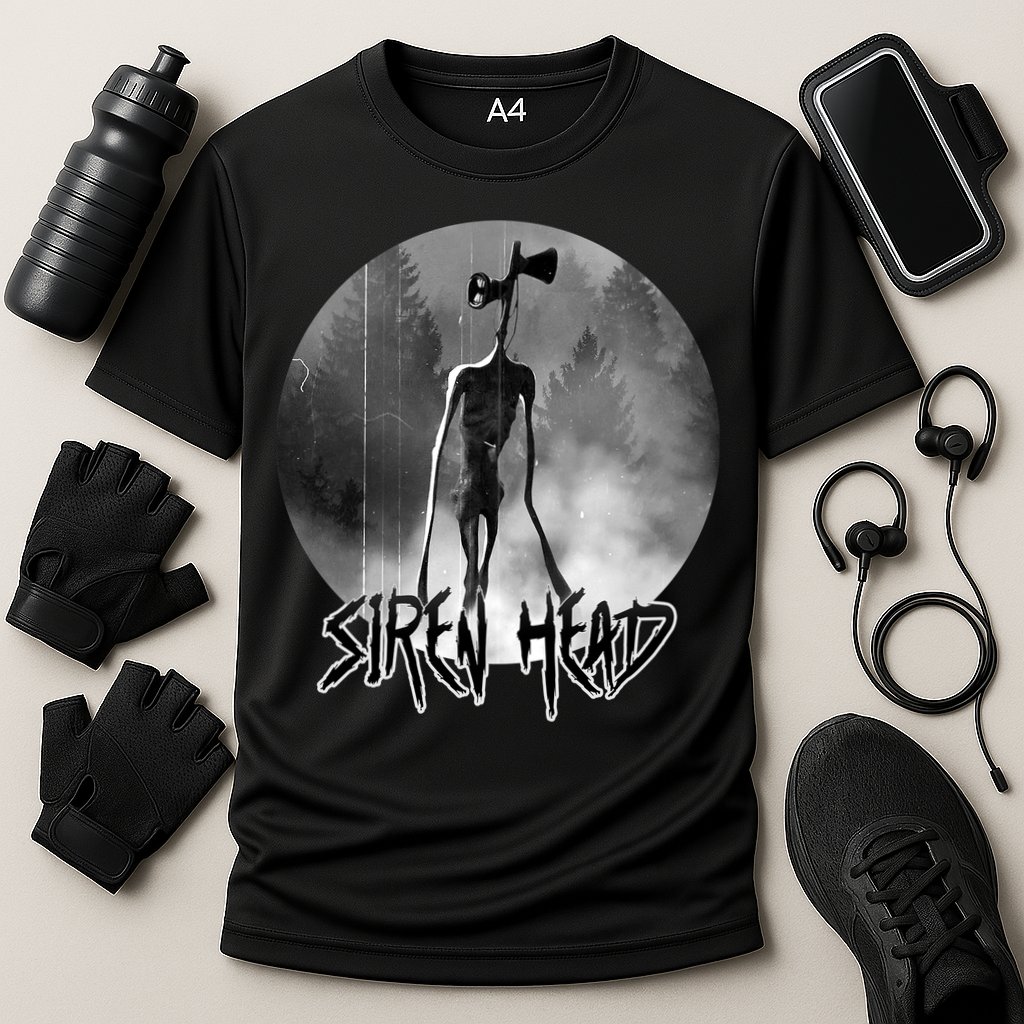 Creepy Siren Head Horror Cooling Performance Crew T-Shirt