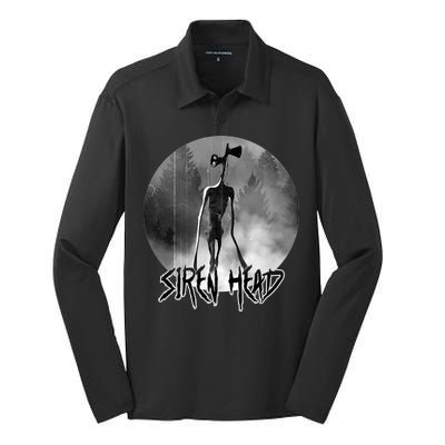 Creepy Siren Head Horror Silk Touch Performance Long Sleeve Polo