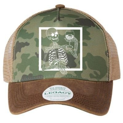 Creepy Skeleton Wine Legacy Tie Dye Trucker Hat