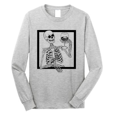 Creepy Skeleton Wine Long Sleeve Shirt