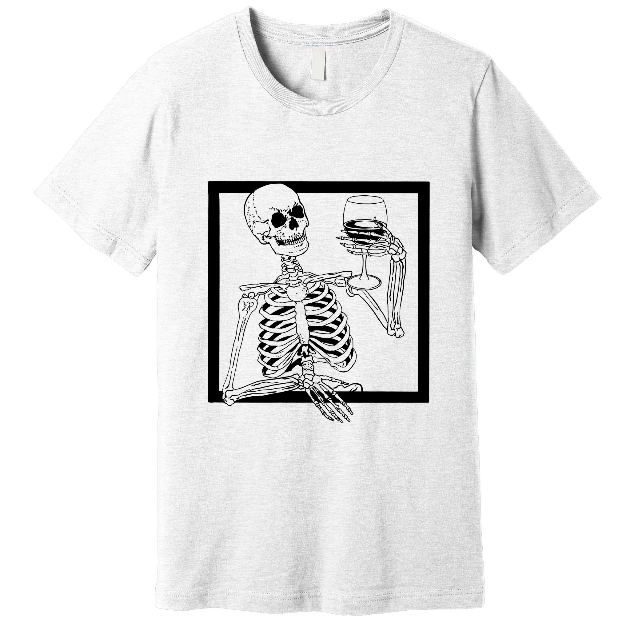 Creepy Skeleton Wine Premium T-Shirt