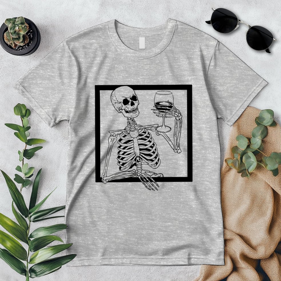 Creepy Skeleton Wine Premium T-Shirt