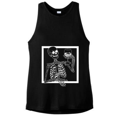 Creepy Skeleton Wine Ladies PosiCharge Tri-Blend Wicking Tank