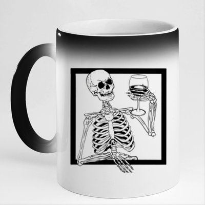 Creepy Skeleton Wine 11oz Black Color Changing Mug