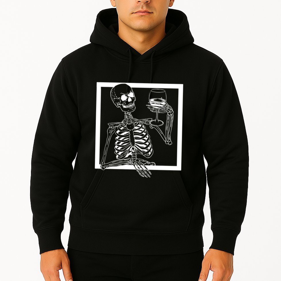 Creepy Skeleton Wine Hoodie