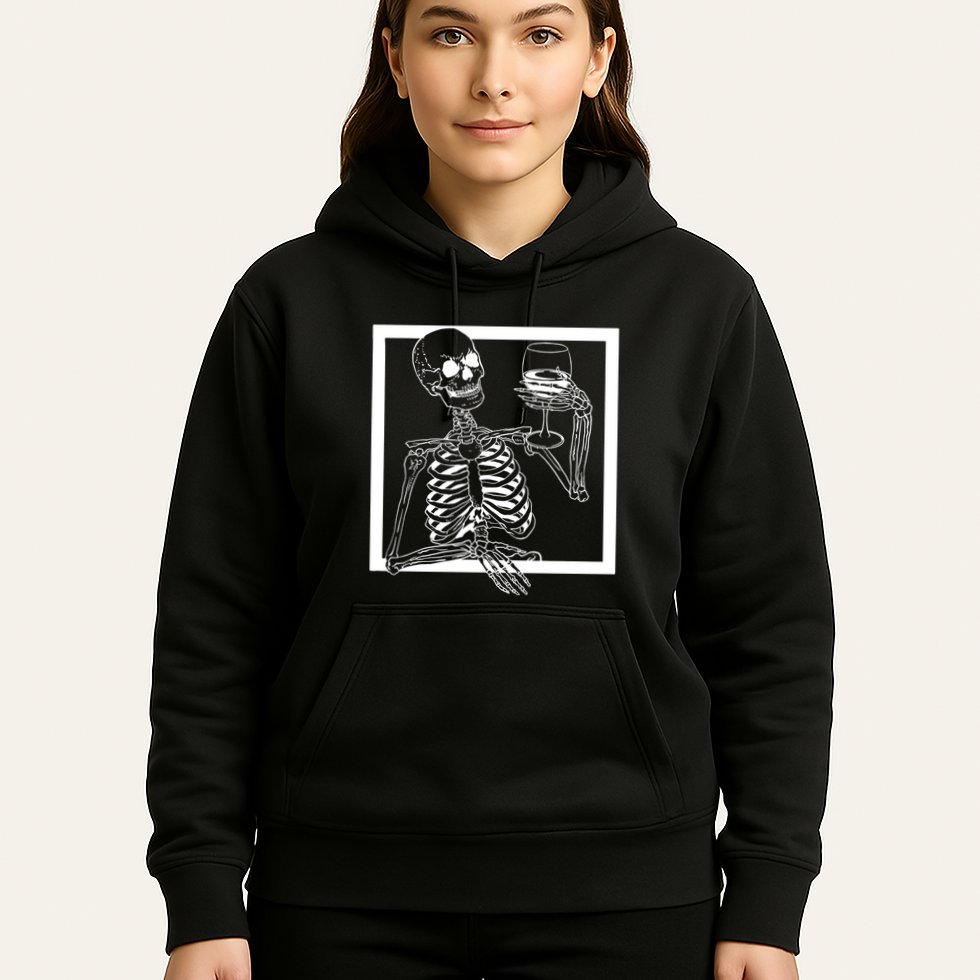 Creepy Skeleton Wine Hoodie