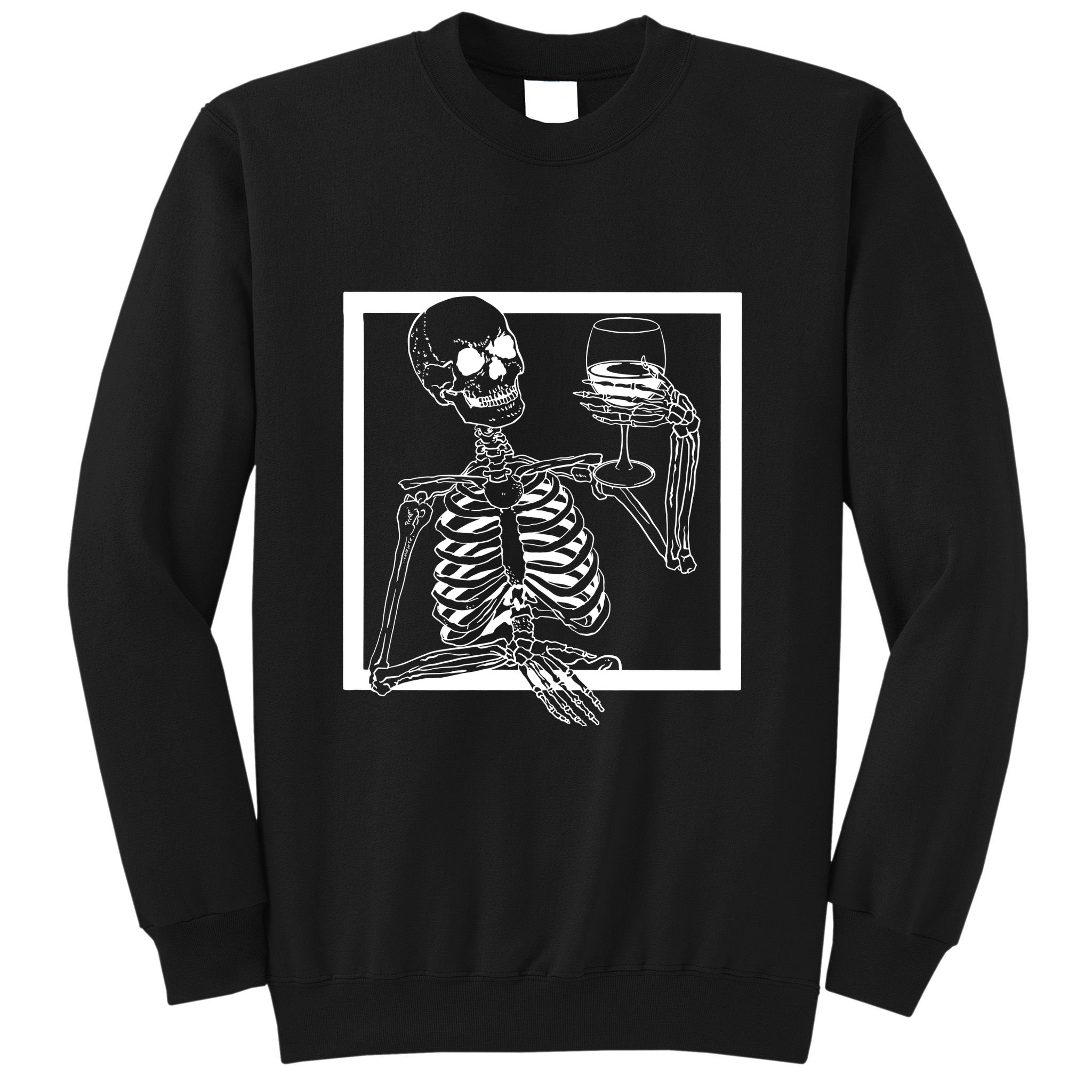 Creepy Skeleton Wine Sweatshirt