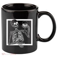 Creepy Skeleton Wine 11oz C Handle Ceramic Mug