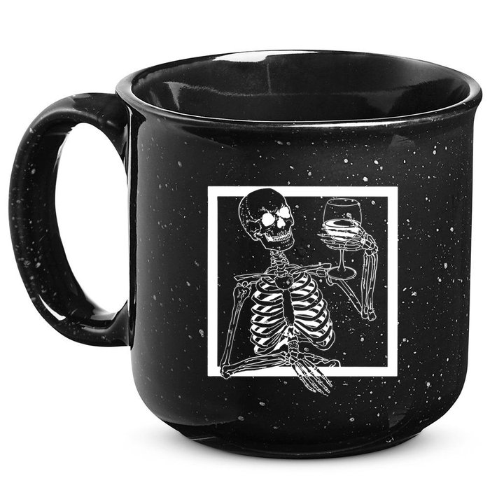 Creepy Skeleton Wine 15oz Campfire Ceramic Mug
