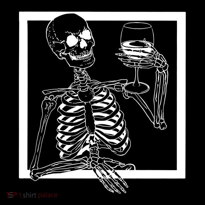 Creepy Skeleton Wine Drawstring Bag