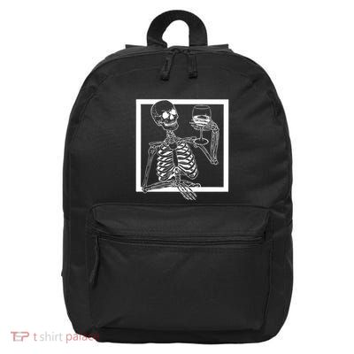 Creepy Skeleton Wine 16 in Basic Backpack