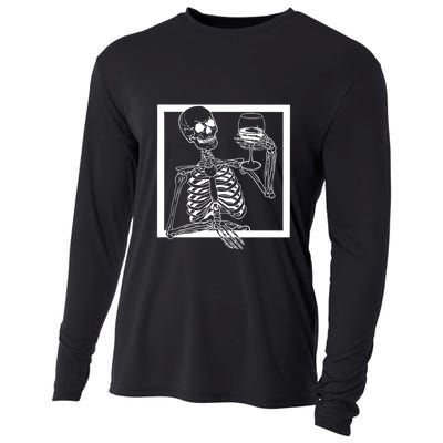 Creepy Skeleton Wine Cooling Performance Long Sleeve Crew