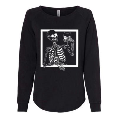 Creepy Skeleton Wine Womens California Wash Sweatshirt