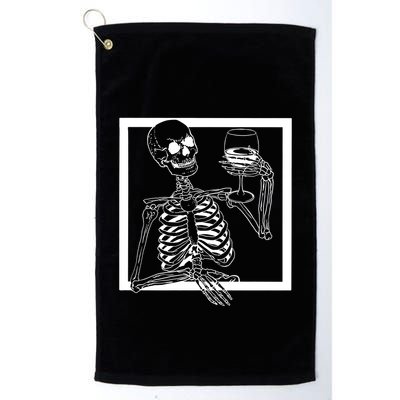 Creepy Skeleton Wine Golf Towel