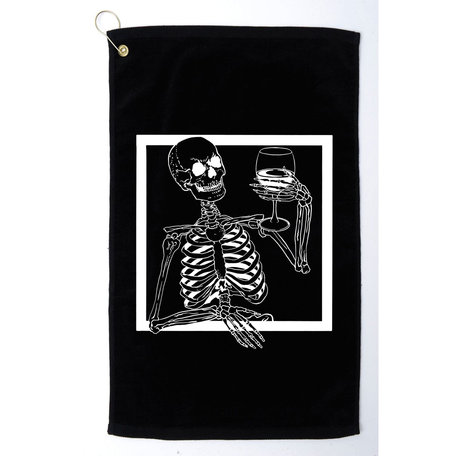 Creepy Skeleton Wine Golf Towel