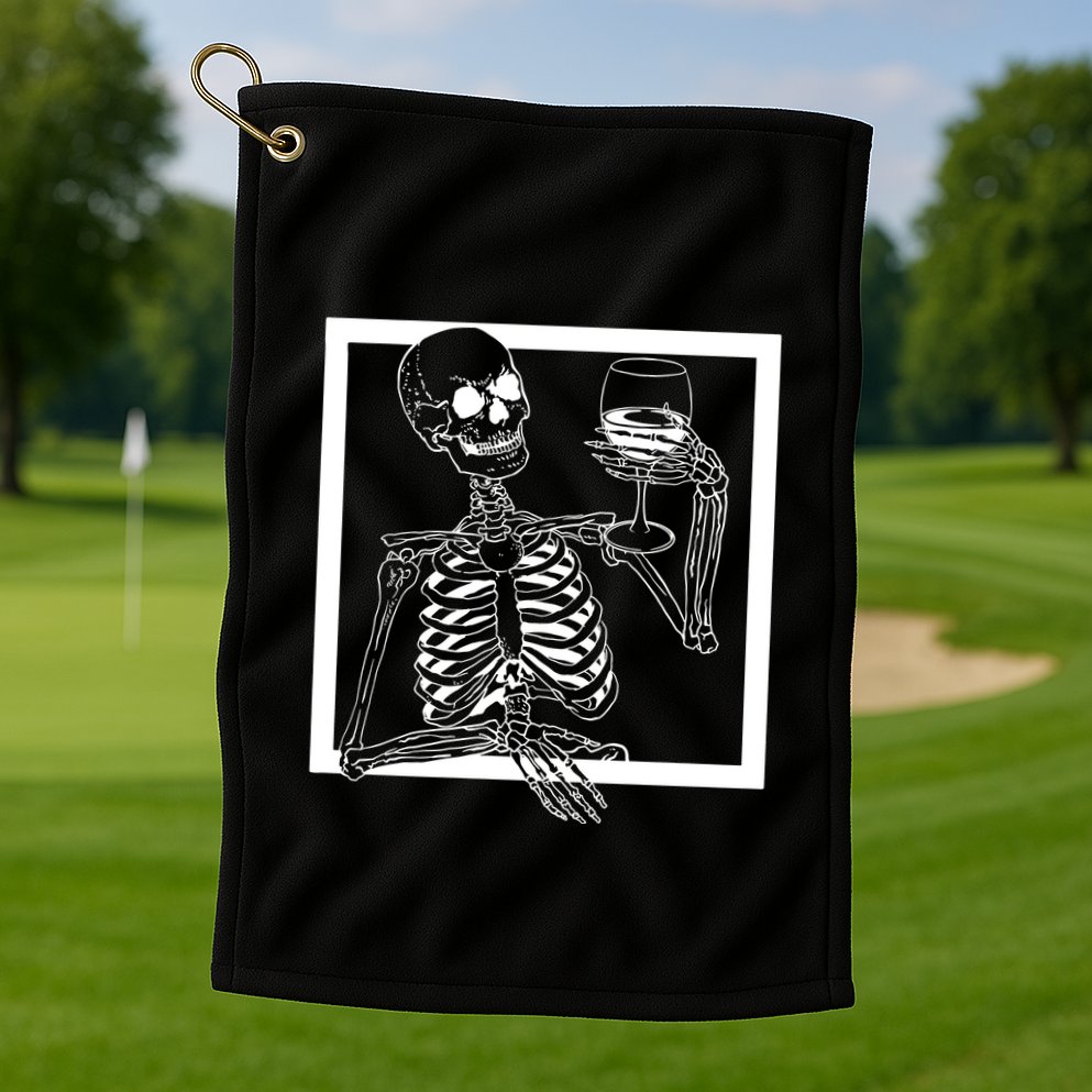 Creepy Skeleton Wine Golf Towel