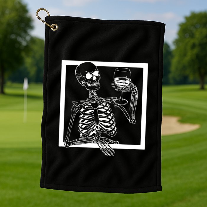 Creepy Skeleton Wine Golf Towel