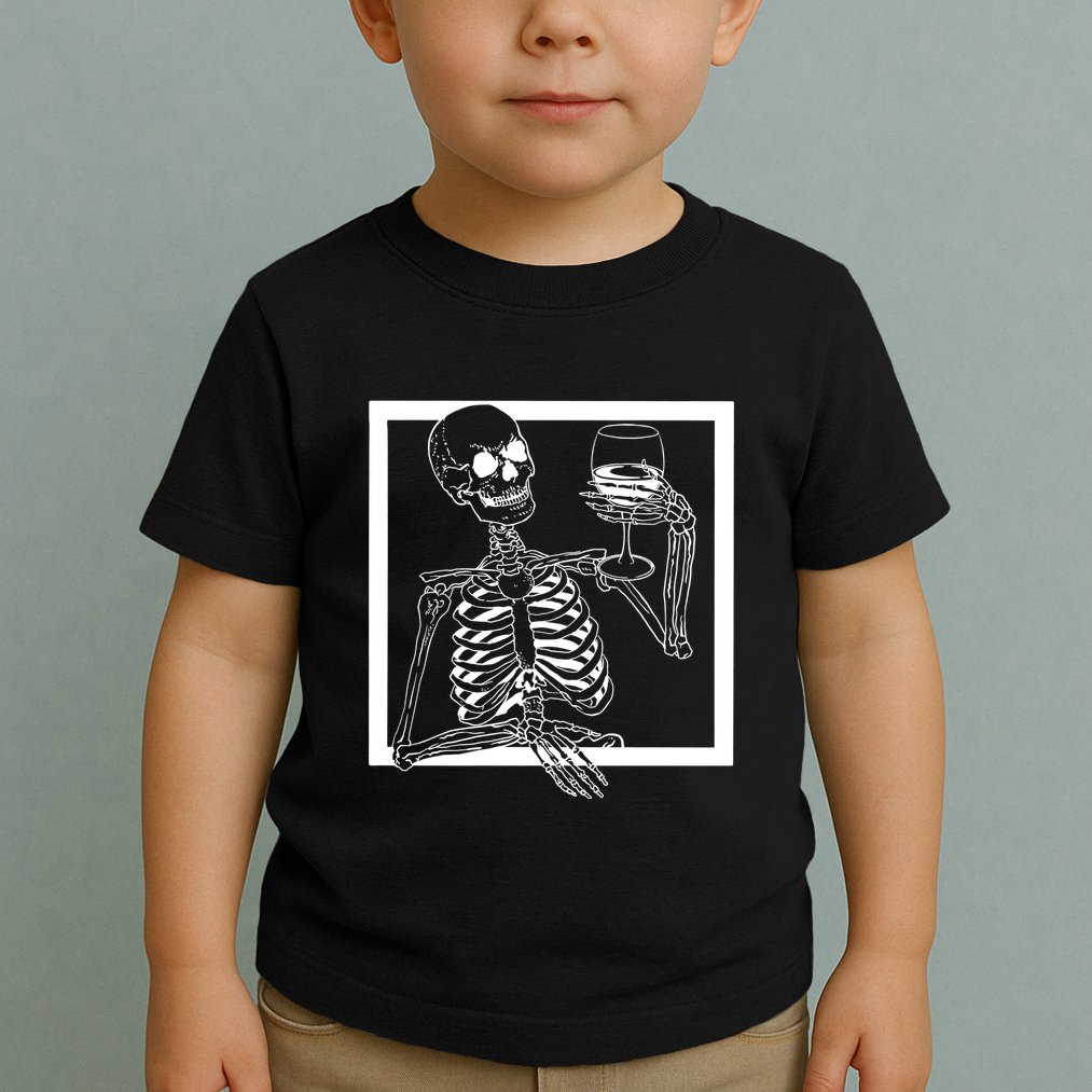 Creepy Skeleton Wine Toddler T-Shirt