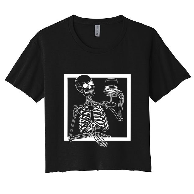 Creepy Skeleton Wine Crop Top