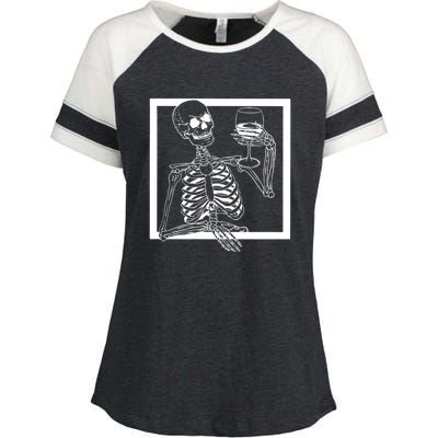 Creepy Skeleton Wine Enza Ladies Jersey Colorblock Tee