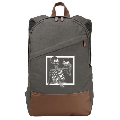 Creepy Skeleton Wine Cotton Canvas Backpack