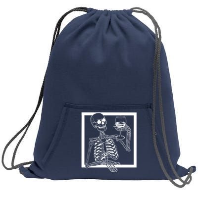 Creepy Skeleton Wine Sweatshirt Cinch Pack Bag