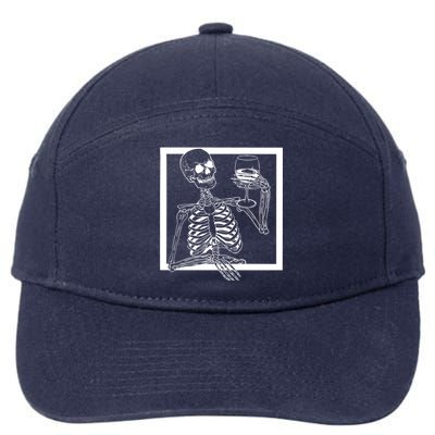 Creepy Skeleton Wine 7-Panel Snapback Hat