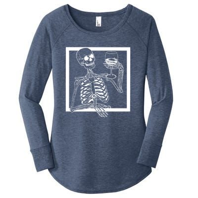 Creepy Skeleton Wine Women's Perfect Tri Tunic Long Sleeve Shirt