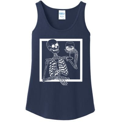 Creepy Skeleton Wine Ladies Essential Tank