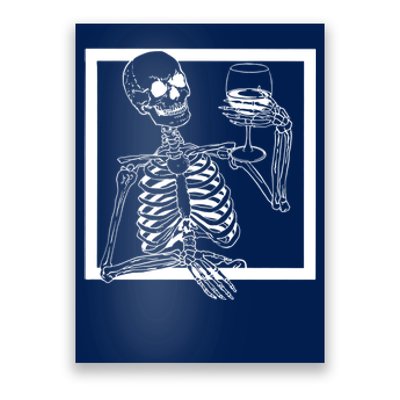 Creepy Skeleton Wine Poster