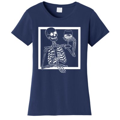 Creepy Skeleton Wine Women's T-Shirt