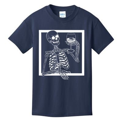 Creepy Skeleton Wine Kids T-Shirt