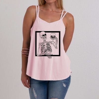 Creepy Skeleton Wine Women's Strappy Tank