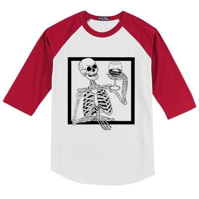 Creepy Skeleton Wine Kids Colorblock Raglan Jersey