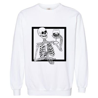 Creepy Skeleton Wine Garment-Dyed Sweatshirt