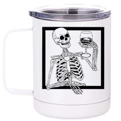 Creepy Skeleton Wine 12 oz Stainless Steel Tumbler Cup